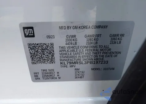 2023 Chevrolet Trailblazer Awd Lt from USA, damaged, VIN KL79MRSL3PB197233